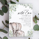 Search for watercolor elephant baby shower invitations Wild one