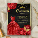 Search for red rose quinceanera invitations Floral quinceañera