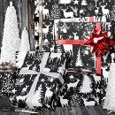Search for white reindeer wrapping paper Black and white