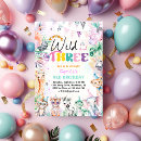 Search for girl safari birthday invitations Young wild and three