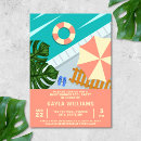 Search for pool baby shower invitations Palm tree leaves