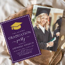 Search for purple and gold graduation invitations College