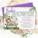 Search for purple elephant baby shower invitations Jungle animals