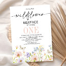 Search for wildflower 1st birthday invitations Butterflies