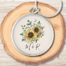 Search for sunflower wedding key rings Rustic