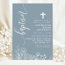 Search for blue flower christening invitations Baby boy