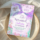 Search for mermaid 1st birthday invitations Purple teal