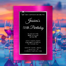Search for pink and black 50th birthday invitations Luxury