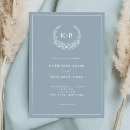 Search for monogram wreath wedding invitations Dusty blue