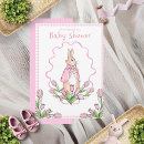 Search for pink bunny baby shower invitations Floral