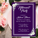 Search for womans purple retirement party invitations Retired