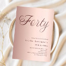 Search for rose gold 40th birthday invitations Elegant