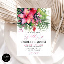 Search for modern tropical wedding invitations Hibiscus