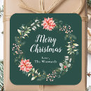 Search for poinsettia wreath stickers Watercolor