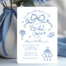 Search for something blue bridal shower invitations Dusty blue and white