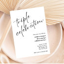 Search for triple celebration invitations Minimalist