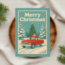 Search for vintage red truck christmas cards Pine tree