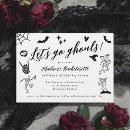 Search for black white hens party invitations Halloween bachelorette