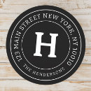 Search for black return address stickers Black and white