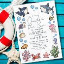 Search for whale 1st birthday invitations Oneder the sea