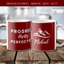 Search for progress not perfection mugs Inspirational quote