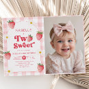 Search for strawberries birthday invitations Two sweet birthday