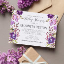 Search for purple floral baby shower invitations Lavender