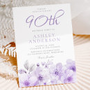 Search for purple 90th birthday invitations Ninetieth