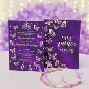 Search for purple gold butterflies invitations Mis quince