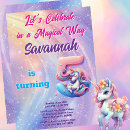 Search for pastel 5th birthday invitations Unicorn
