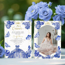 Search for blue floral invitations Gold foil