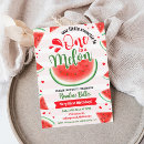 Search for one in a melon 1st birthday invitations Red