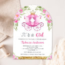 Search for princess carriage baby shower invitations Pink and gold