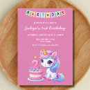 Search for unicorn 2nd birthday invitations Pink