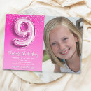 Search for girls 9th birthday invitations For her