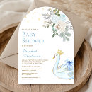 Search for swan baby shower invitations Elegant painted watercolor flowers