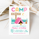 Search for girls camping birthday invitations Pink tent
