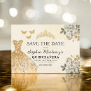 Search for gold floral save the dates Quinceañera