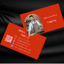 Search for hire business cards Red