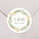 Search for monogram floral wedding stickers Initials