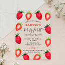 Search for strawberry 1st birthday invitations Watercolor