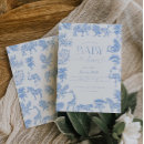 Search for blue toile invitations Minimalist