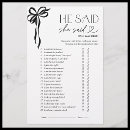 Search for he said she said games Bridal shower