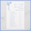 Search for he said she said games Bridal shower