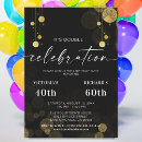 Search for double celebration birthday invitations Black and gold
