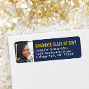 Search for blue and gold graduation return address labels Elegant