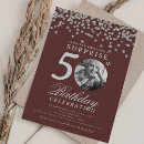 Search for burgundy 50th birthday invitations Silver