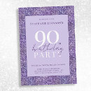 Search for purple 90th birthday invitations Glitter