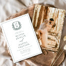 Search for monogram crest wedding invitations Calligraphy