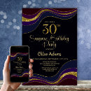 Search for black and gold glitter birthday invitations Thirty